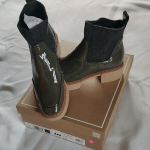 Dolce Vita Green and Gray Ankle Boots with Glossy Finish